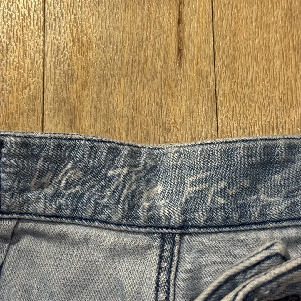 We The Free Cotton Pleated Paper Bag Jeans Belted Soft Free People Size 27 - Image 3