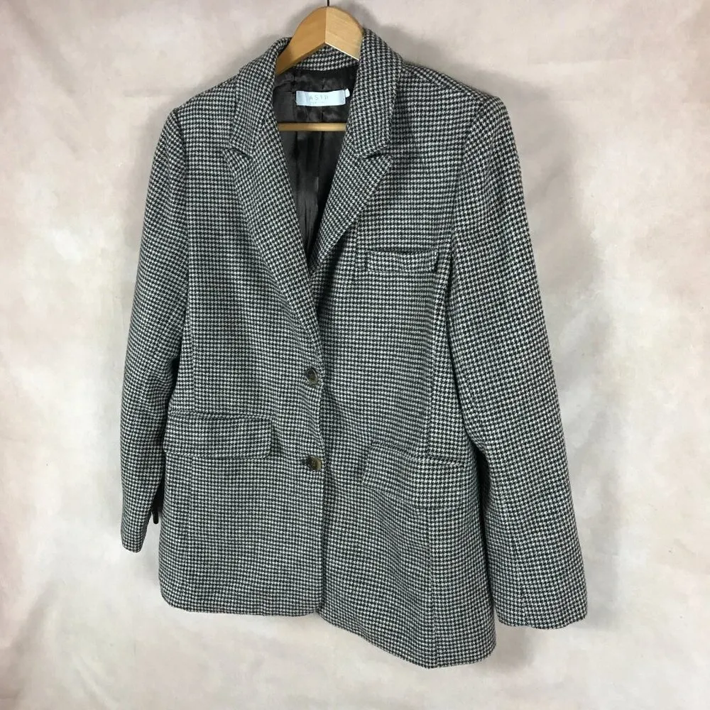 ASTR the Label Houndstooth Wool Pauline Blazer Brown/Cream Small Brown - Image 9