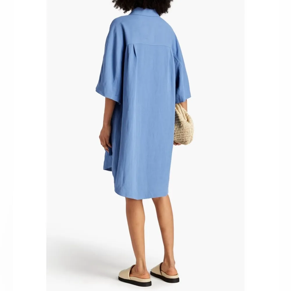 PETAR PETROV Pleated twill shirt dress Blue Size XS - Image 2