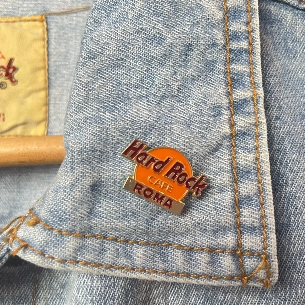 Vintage Hard Rock Cafe Orlando W Roma Pin Cotton Jean Jacket in Blue Size 10 - Image 4