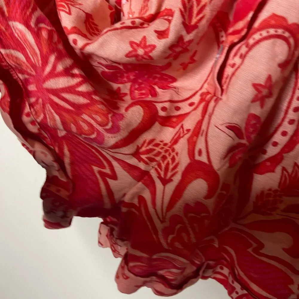 Farm Rio Jaipur Red Mini Linen Romper sz XS - Image 5