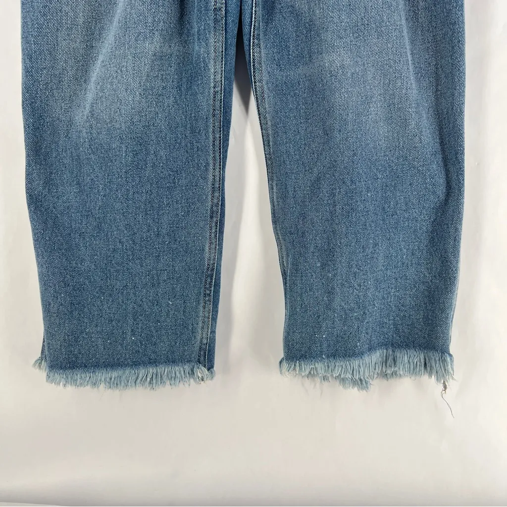REWASH‎ Blue Medium Was Denim Cropped Cutoff Overalls 100% Cotton Size 7 - Image 5