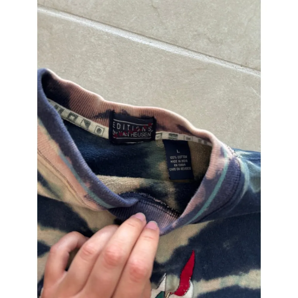 Vintage Editions Sweatshirt Womens Large Cropped Tie Dye Nautical Coastal Beachy Blue - Image 7