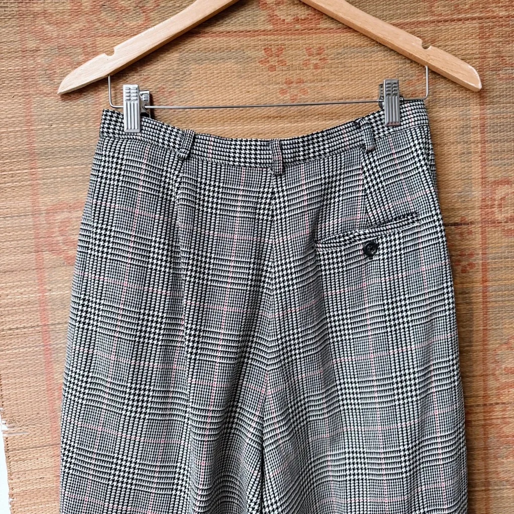 Ralph Lauren Houndstooth Plaid Wool High Waisted Trousers - Image 4