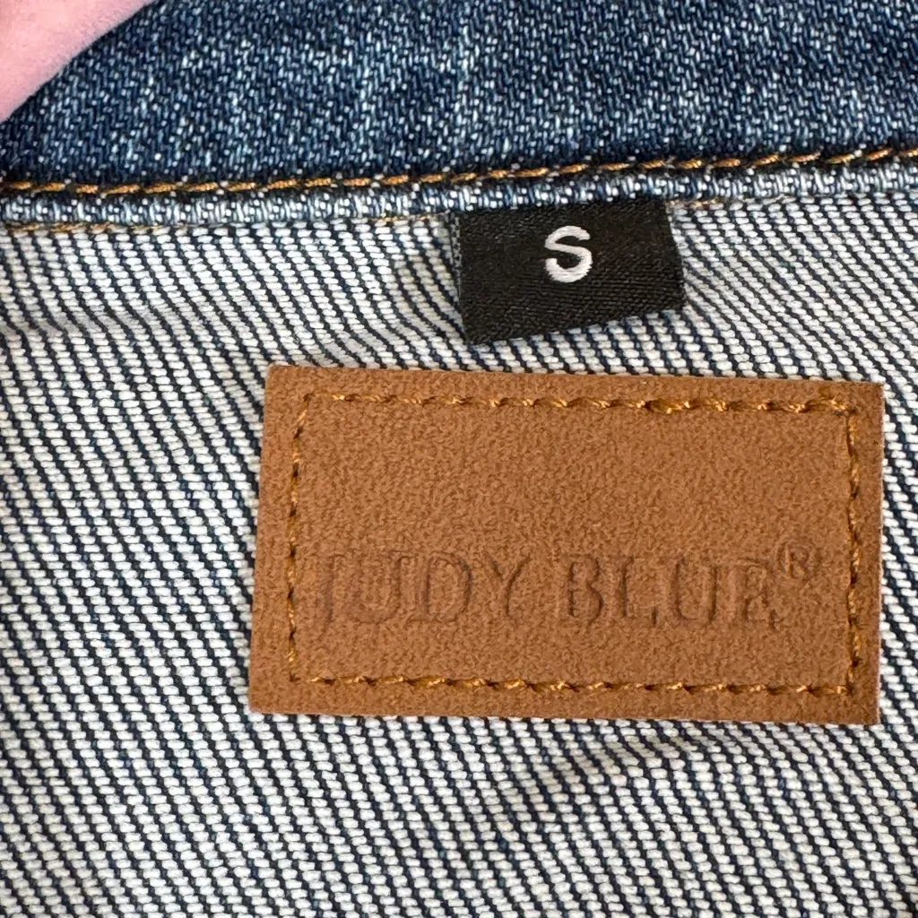 Judy Blue Denim Fringe Jean Jacket Womens S Boho Western Casual Fall Classic - Image 8