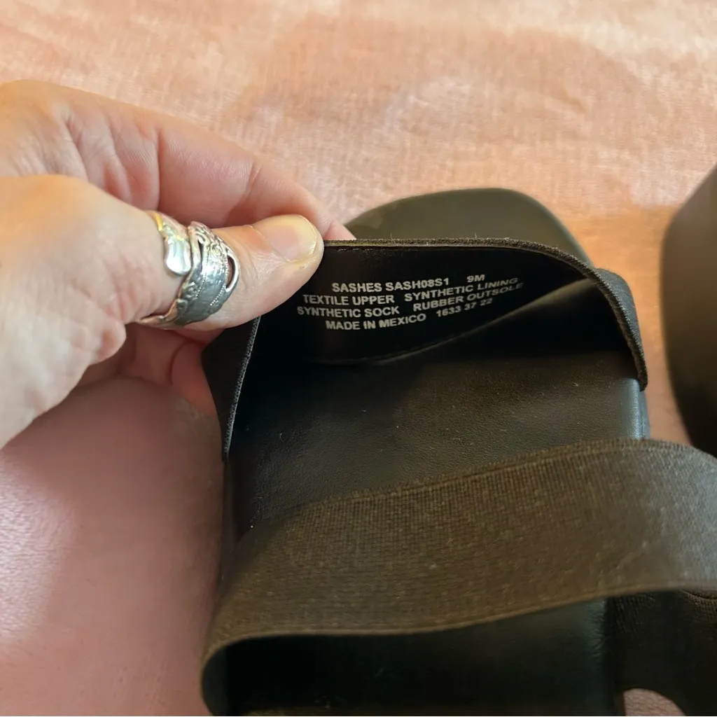 Steve Madden Y2K Sashes black platform sandals elastic straps size 9 flawed - Image 7