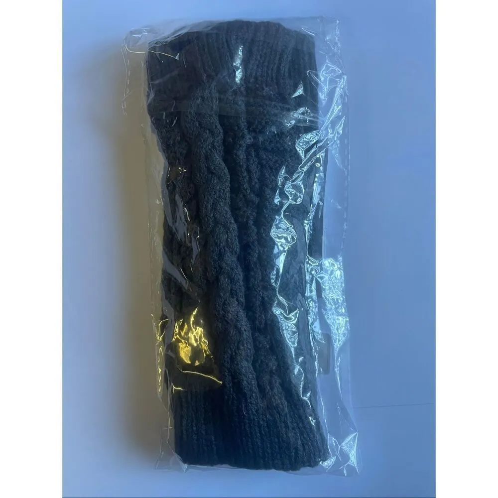 Women’s Cable Knit Fingerless Gloves Gray One Sizel - Image 4