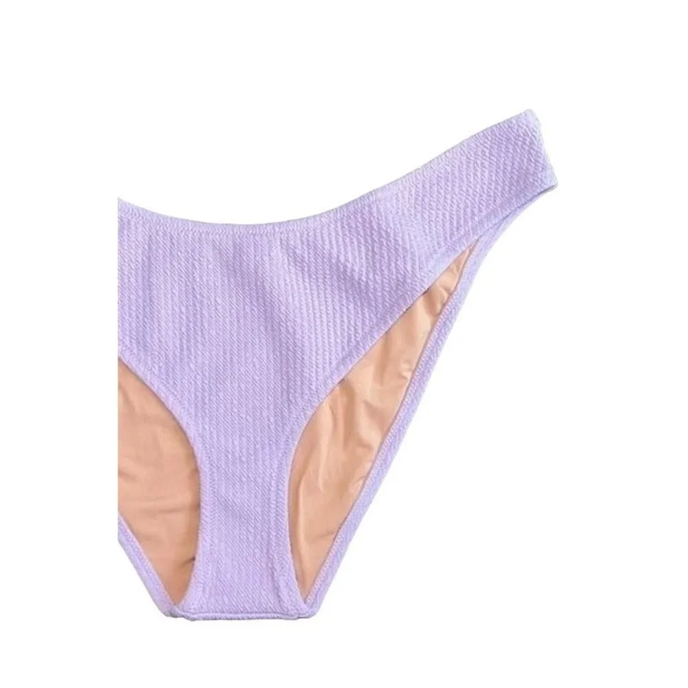 NWT J. Crew Textured Jacquard Curved Waist Cheeky Bikini Bottom L Dusty Mauve - Image 4