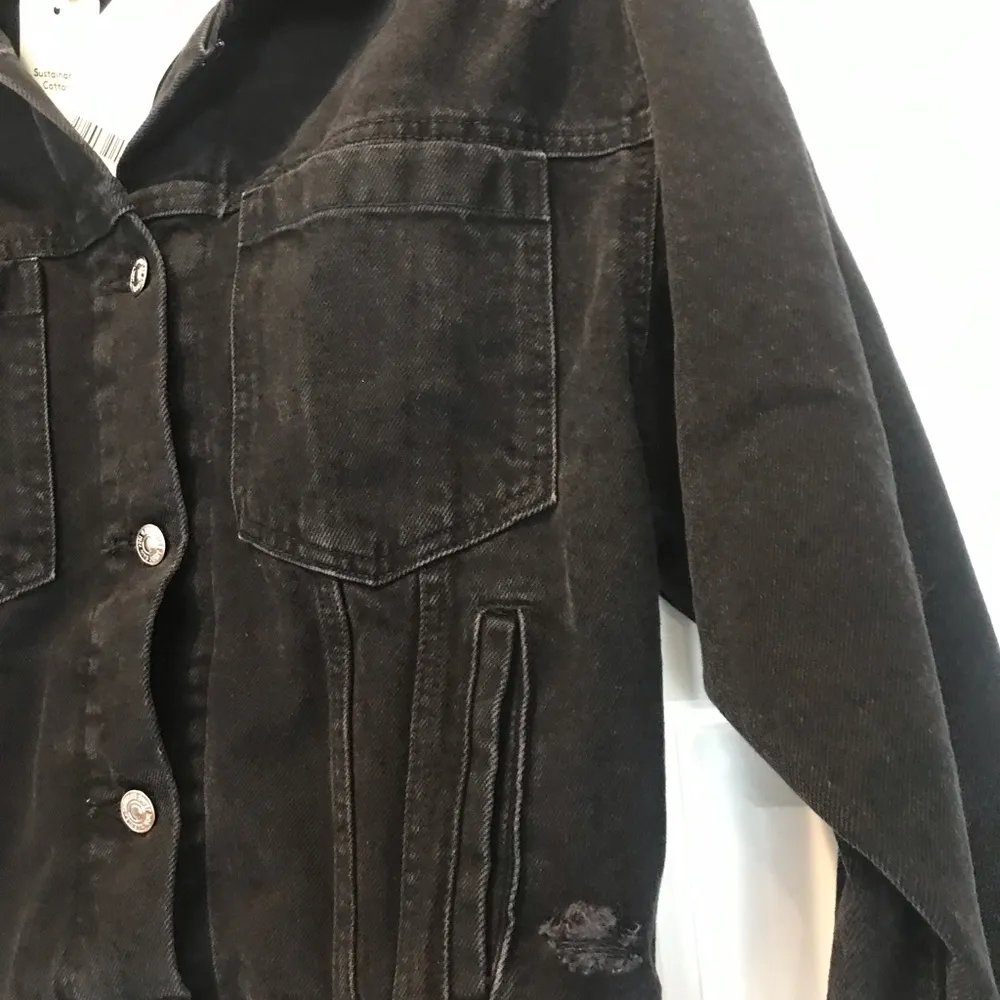 NWT Mango MNG Denim Black Distressed Jacket M - Image 9