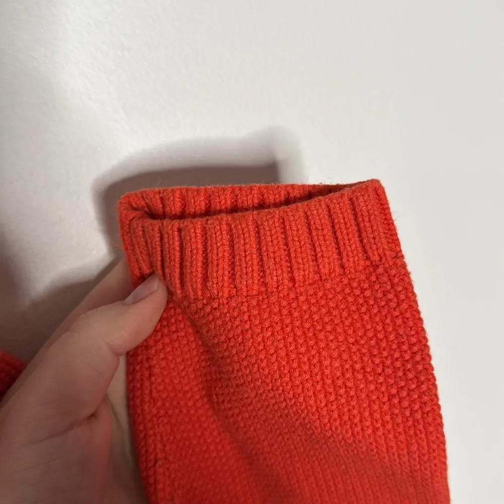 Talbots cotton cashmere blend textured monochrome fair isle sweater orange sz M - Image 6