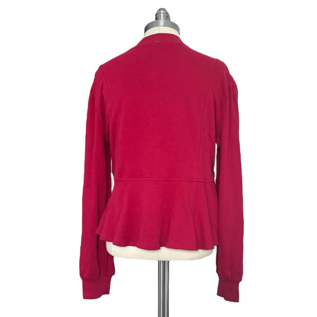 Anthropologie Cutwork Swing Top Pink Embroidered Floral Sweatshirt NWT Size XS - Image 8