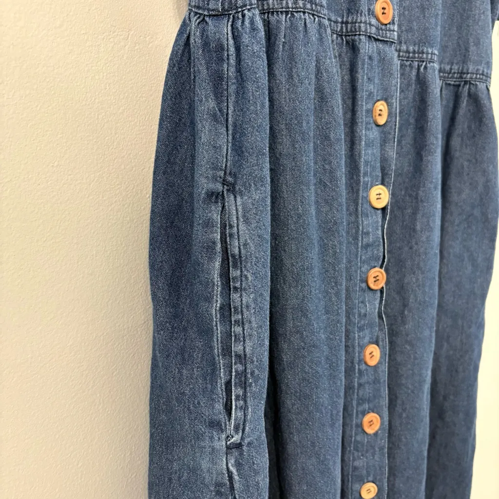 Vintage American Sweetheart Denim Button-Down Dress Reworked Plus Size - Image 2