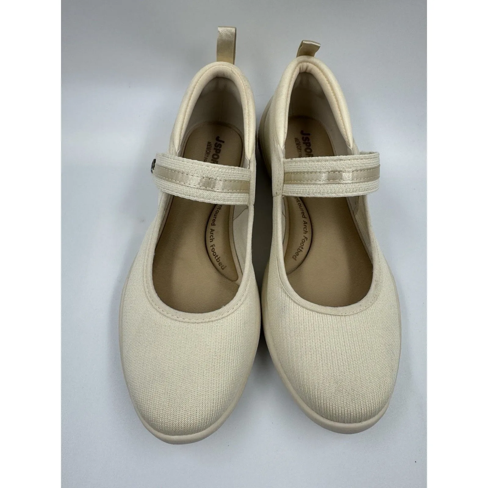 Jsport Womens Shoes Beige Mary Jane Memory Foam Contoured Arch Lightweight 7 - Image 3
