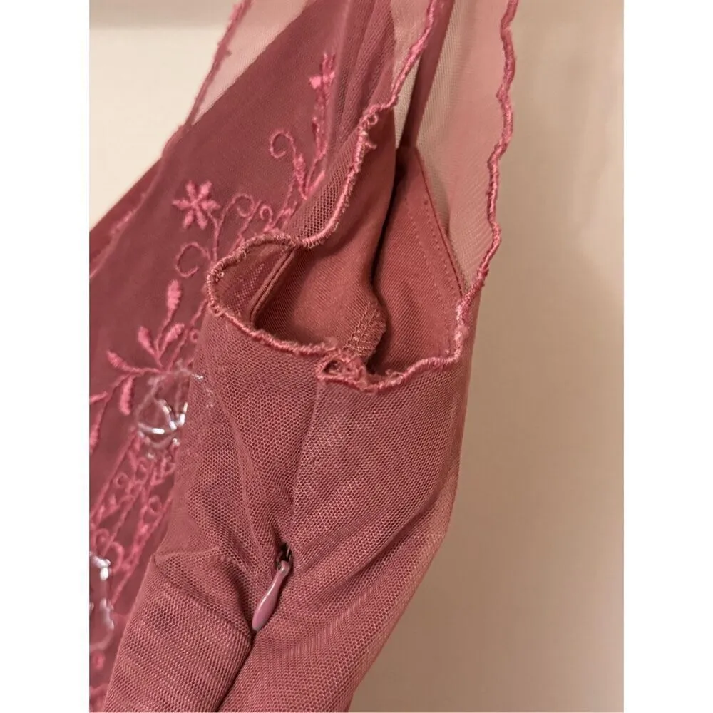 Vintage Newport News Whimsical Fairy Beaded Mesh Dress S Purple Size 4 - Image 8