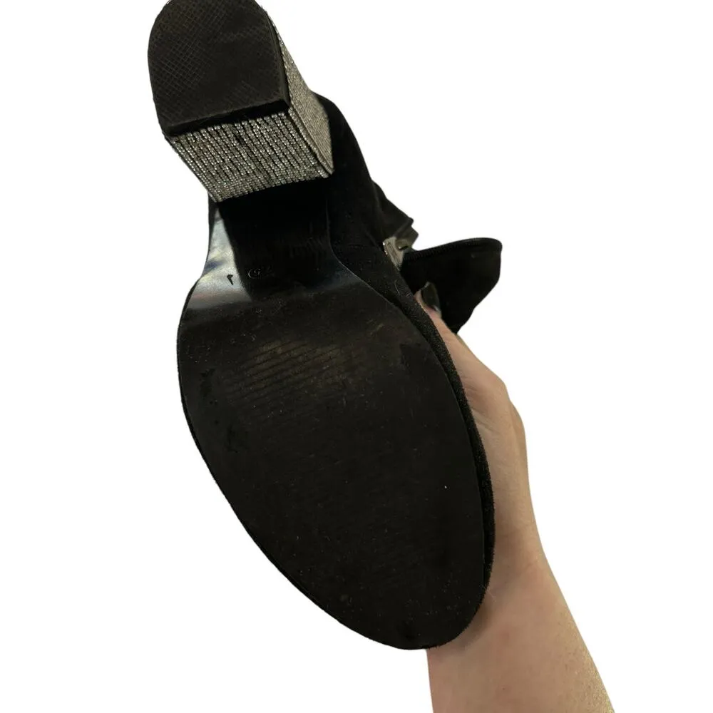 Daisy Fuentes Womens Carita Black Rhinestone High Heel Ankle Boots Size 7.5 - Image 7