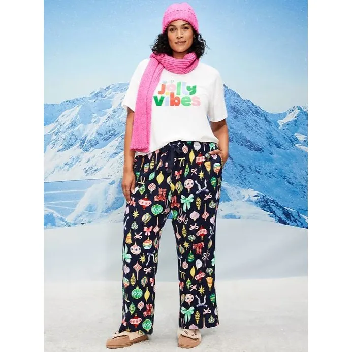 Old Navy Women XL Flannel Pajama Pants Christmas Ornaments Winter Xmas Mid Rise - Image 4