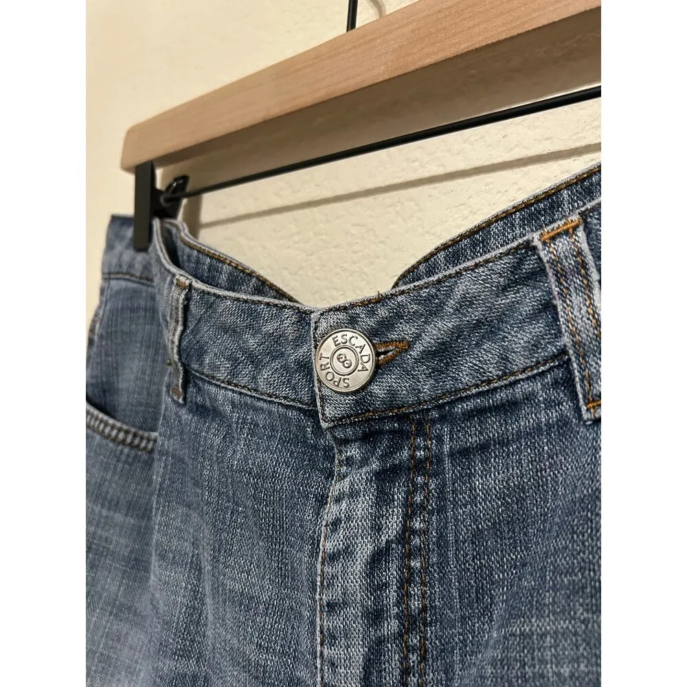 Escada Jeans Women's Size 46 Baggy Denim Designer Pants Trousers Made In Italy Blue - Image 4