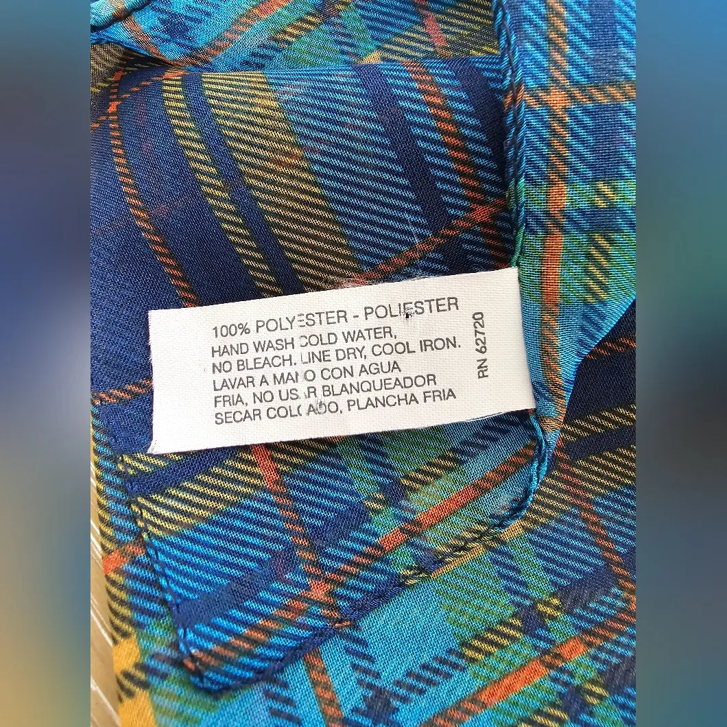 Accessory Street Blue Yellow Green Plaid Sheer Long Neck Scarf - Image 4