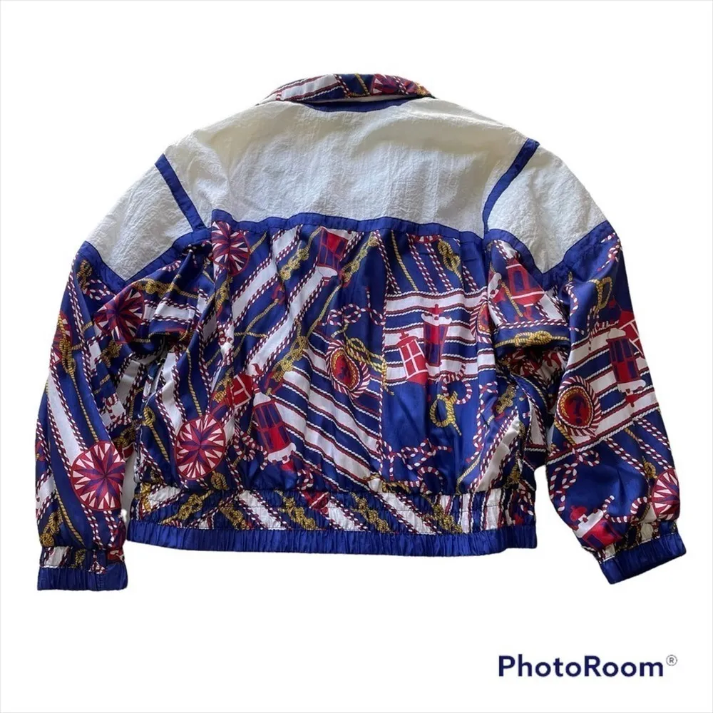 LAVON Windbreaker Jacket Vintage Nautical Size XLarge American theme Coastal White - Image 12