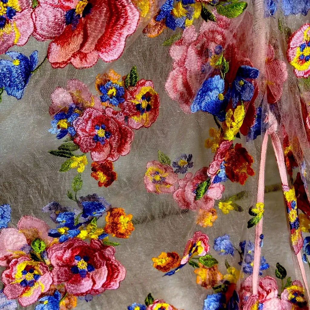 For Love & Lemons Embroidered Maxi Detailed Floral Appliqué NWT Size XS NWT - Image 15