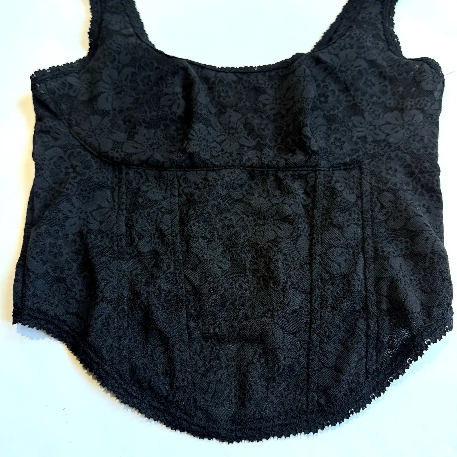 Pink Victoria Secret Lace Long Line Bra Top M Lace Goth Crop Bralette Bustier - Image 2