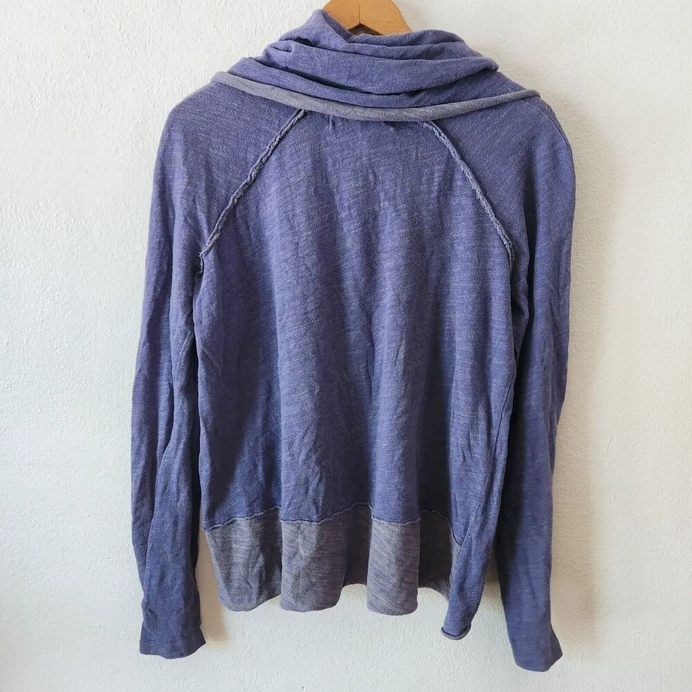 Free People FP Beach Shirt Womens Two Body Purple Funnel Cowl Neck Pullover  O/S - Image 3