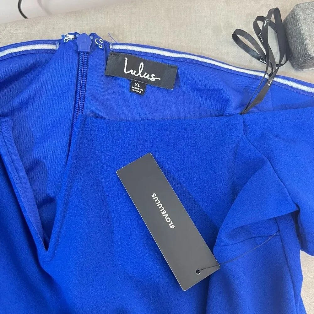 Lulu’s NWT Play the Party Cobalt Blue Off-the-Shoulder Skater Dress size xl - Image 11