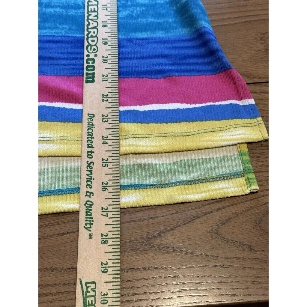 Pure Essence‎ Women Colorful Short Sleeve Stretchy Ribbed Size Medium Shirt - Image 4