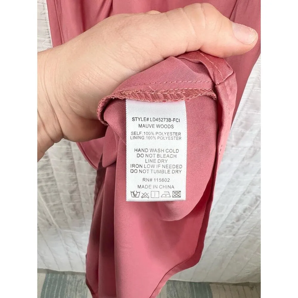 Lush Pink Mauve Satin Square Neck Long Sleeve Midi Dress Size Small Mauve Woods - Image 9