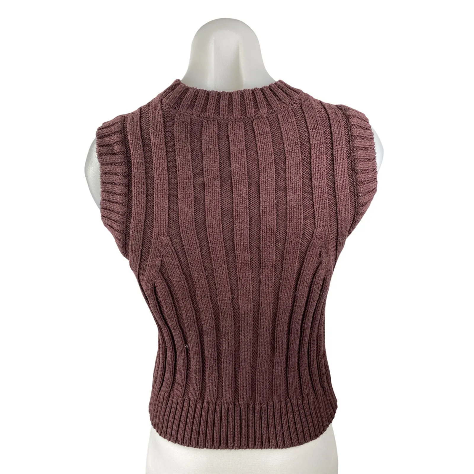Zara Women's Brown Sleeveless Ribbed Knit Crew Neck Sweater Tank Top Size S - Image 2