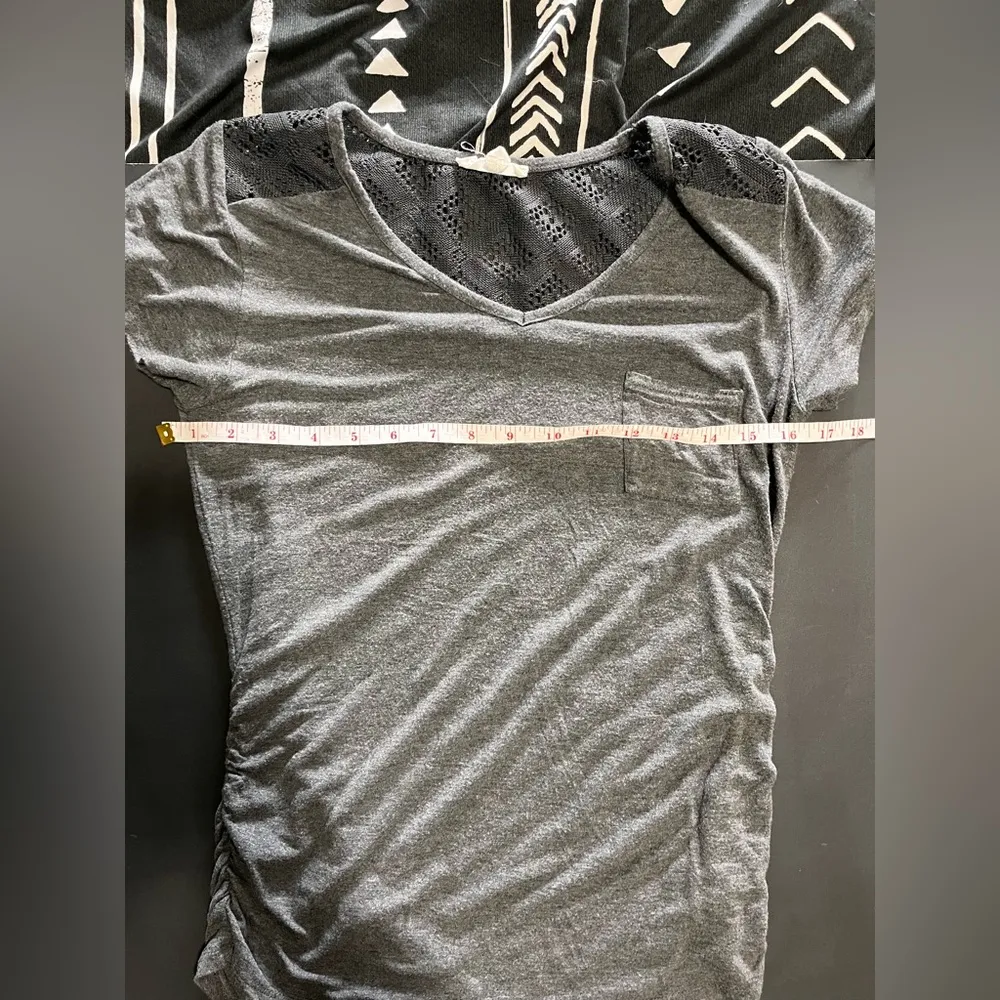 GLITZ Y2K Ruched Sides Lace Back Short Sleeve Women’s T-Shirt Sz L EUC - Image 7