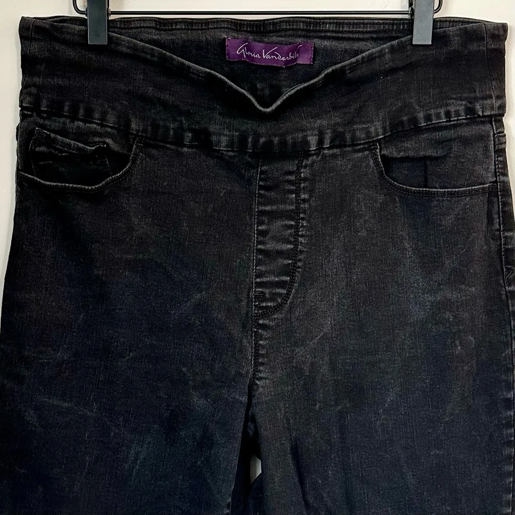 Gloria Vanderbilt Black Amanda Pull-On Jeans - Size: 14 Long - Image 3