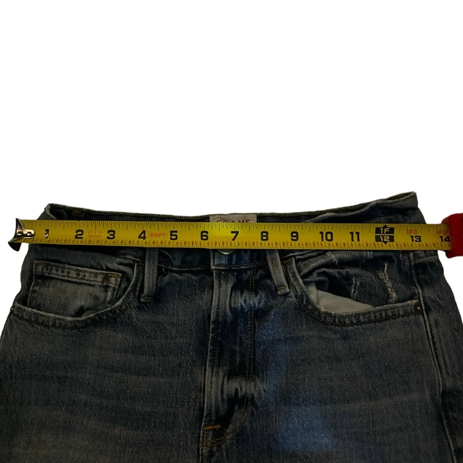 FRAME Denim Heritage California Wide Leg in Coldwater 24 Raw Cut Frayed Hem - Image 5