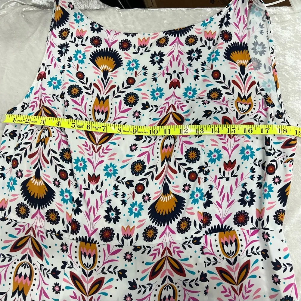 Boden Tessa Asymmetrical 12L Midi Dress Ivory Carnival Floral Size 12 - Image 5