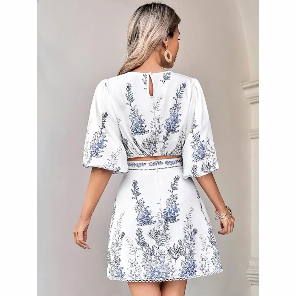 Floerns Floral Two Piece White Size M - Image 2