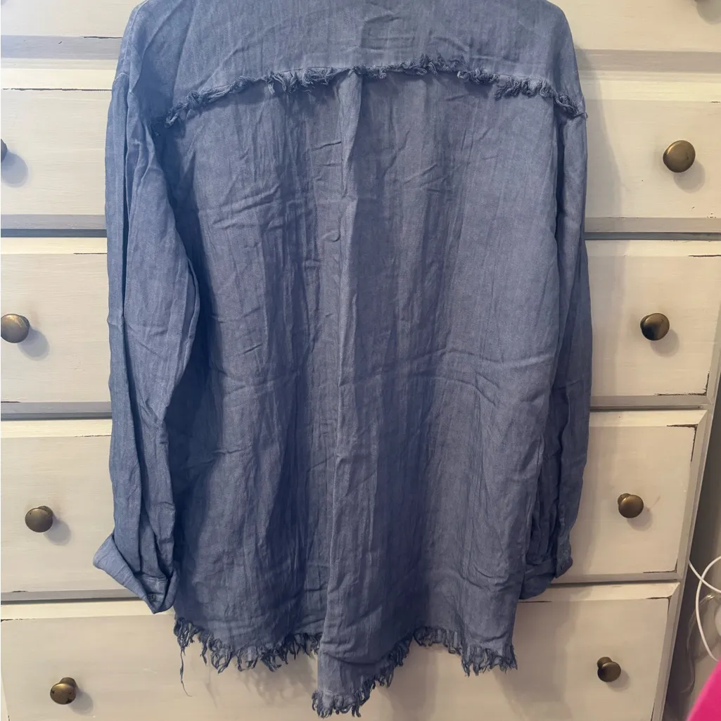 Umgee Denim Blue Button-Up Shirt Small Starstruck - Image 6