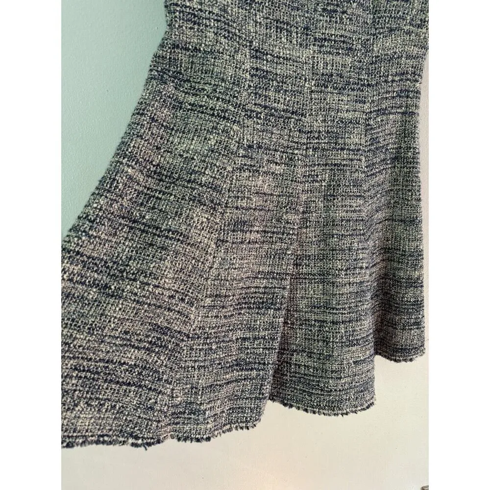 NWT Rebecca Taylor Blue Metallic Sparkle Tweed Fit & Flare Fringe Dress Size 10 - Image 5