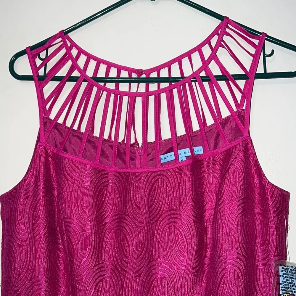 Antonio Melani size 6 fuschia dress strappy cage cutout neckline sleeveless NEW - Image 3