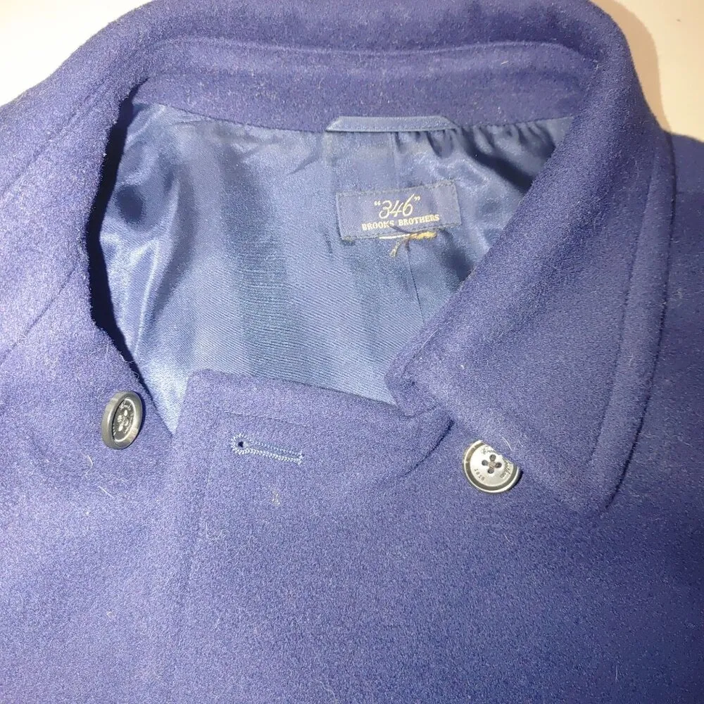 Brooks Brothers Wool Blend Double Breasted Navy Peacoat Womens M With Belt - Image 3