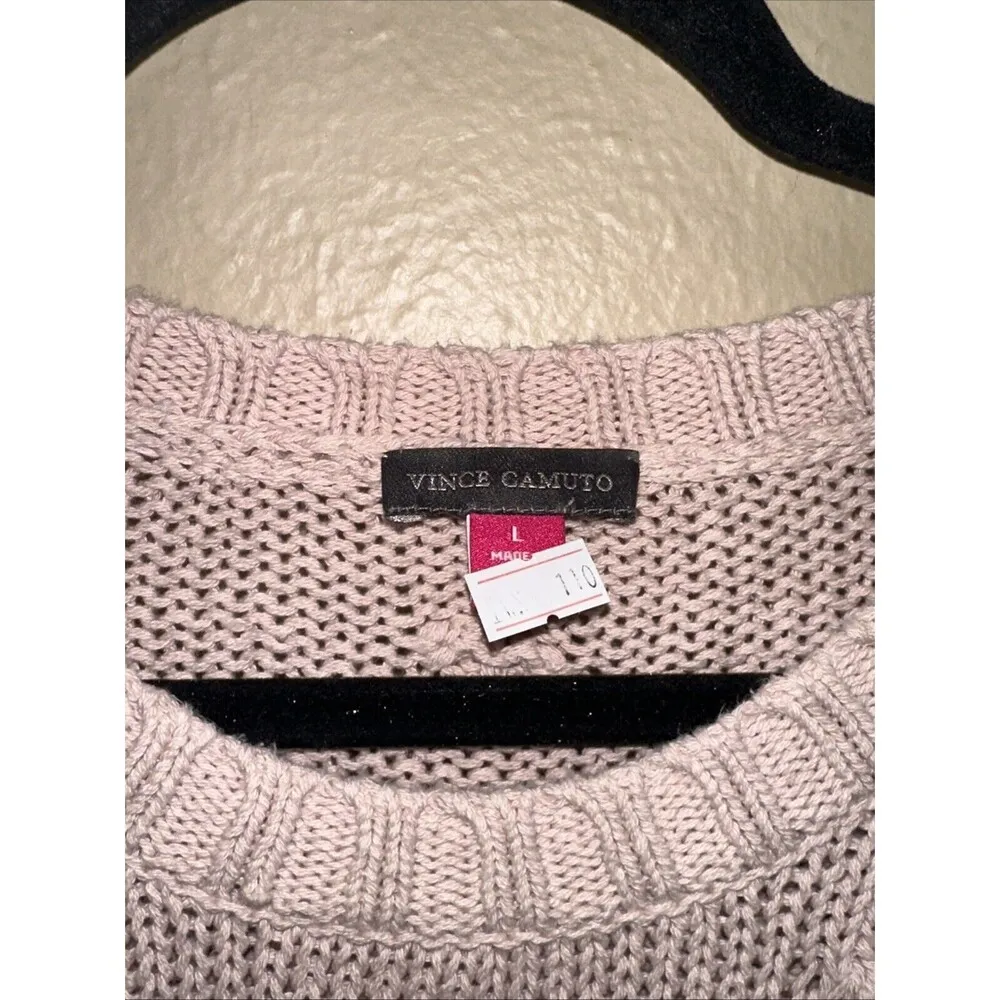 Vince Camuto Womens‎ Sweater Knit Pom Pom Long Sleeve Blush Pink Size L - Image 6