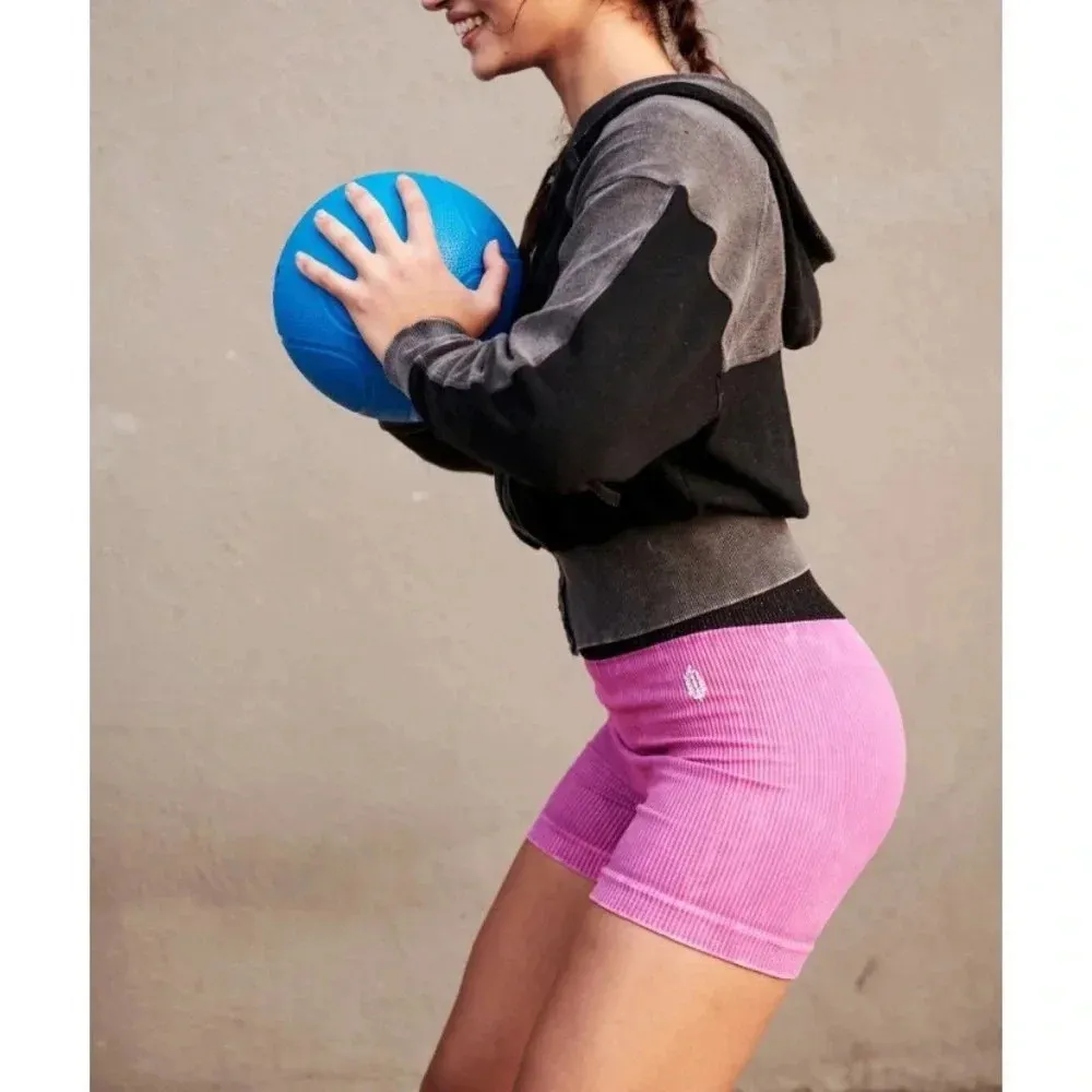 NWT Free People Prajna ribbed shorts Pink Size XL - Image 2