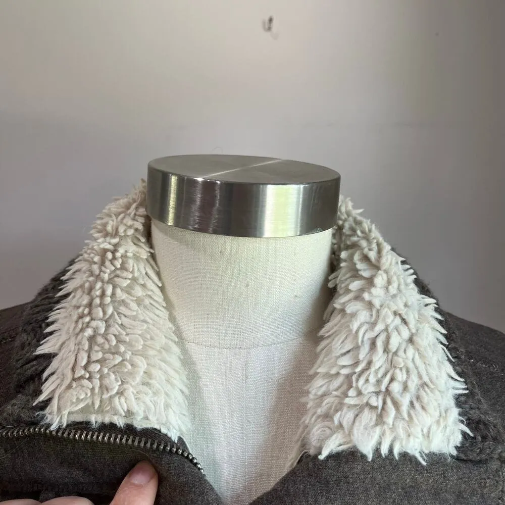 Abercrombie & Fich Y2K Brown Button Front Fleece Lined Sweater Jacket Size M - Image 4