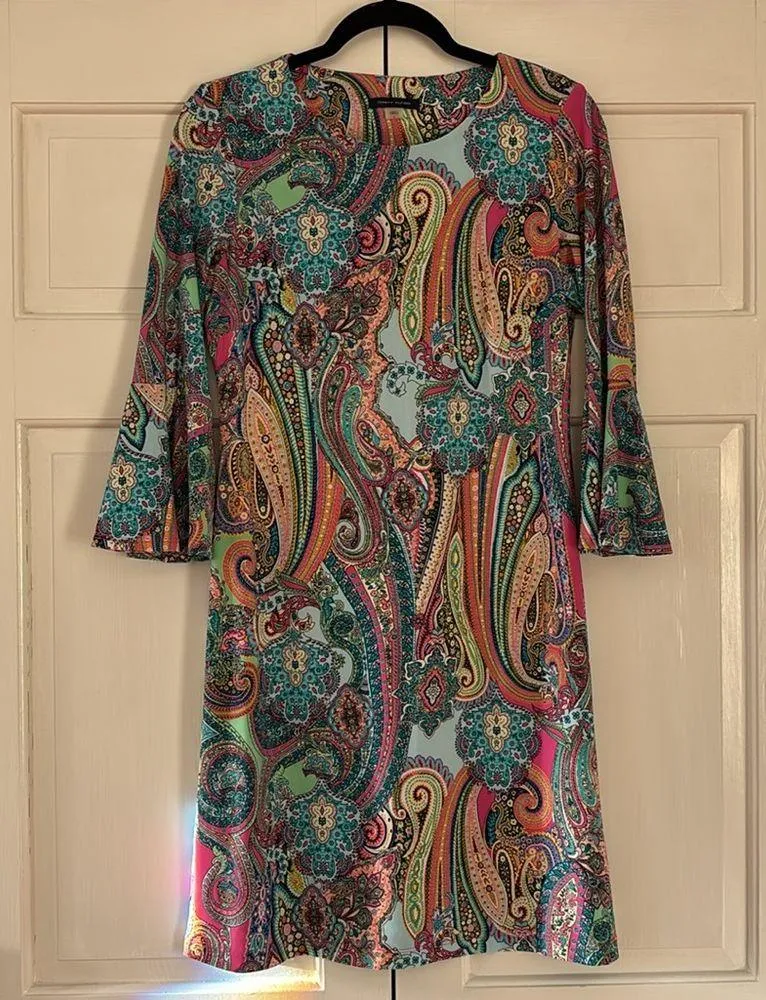 Tommy Hilfiger Paisley Print Bell Sleeve Colorful Dress Size 6 Bright Resortwear - Image 4