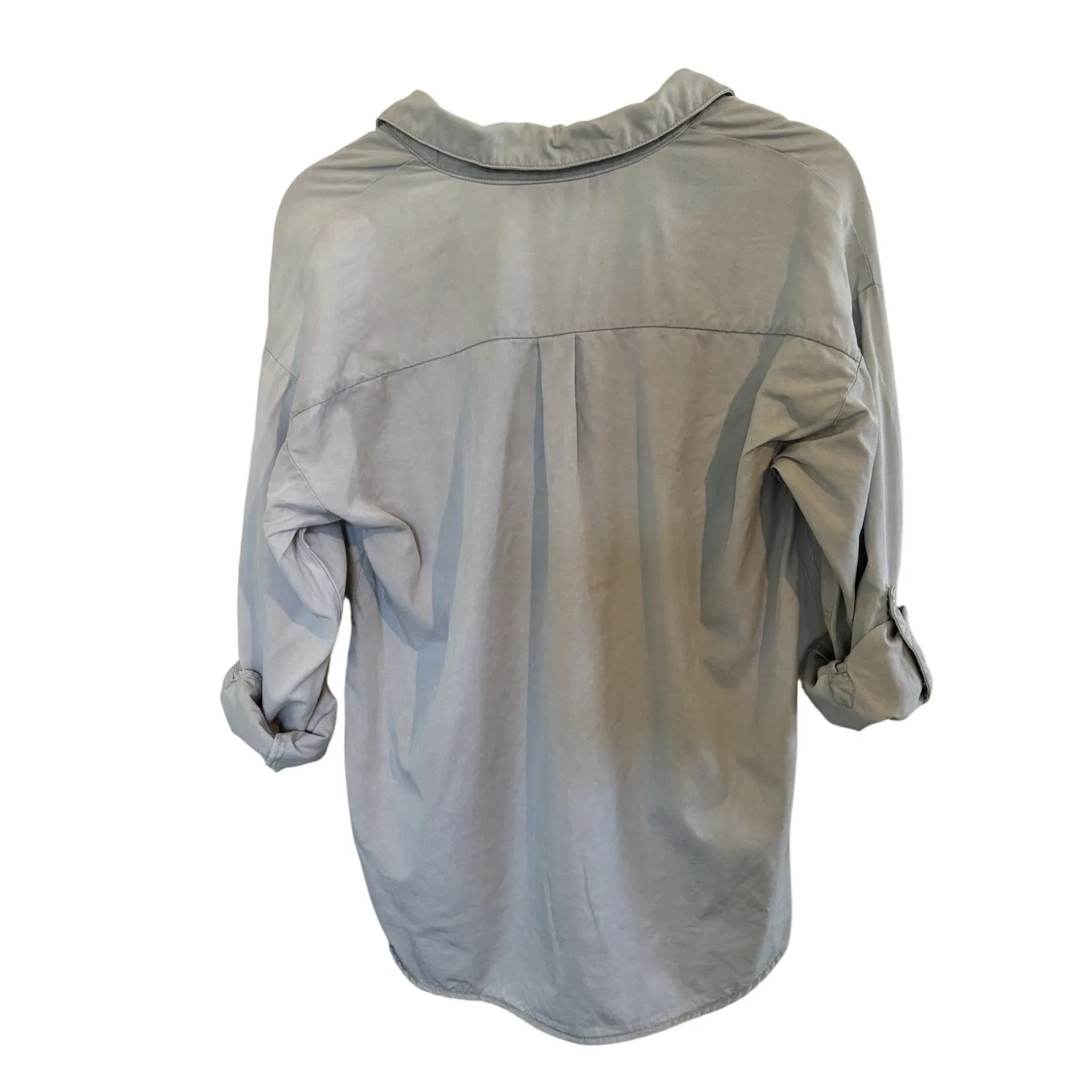 Zara Grey Oversized Button Down Denim Top XS Chambray Minimalist Casual Pockets - Image 2