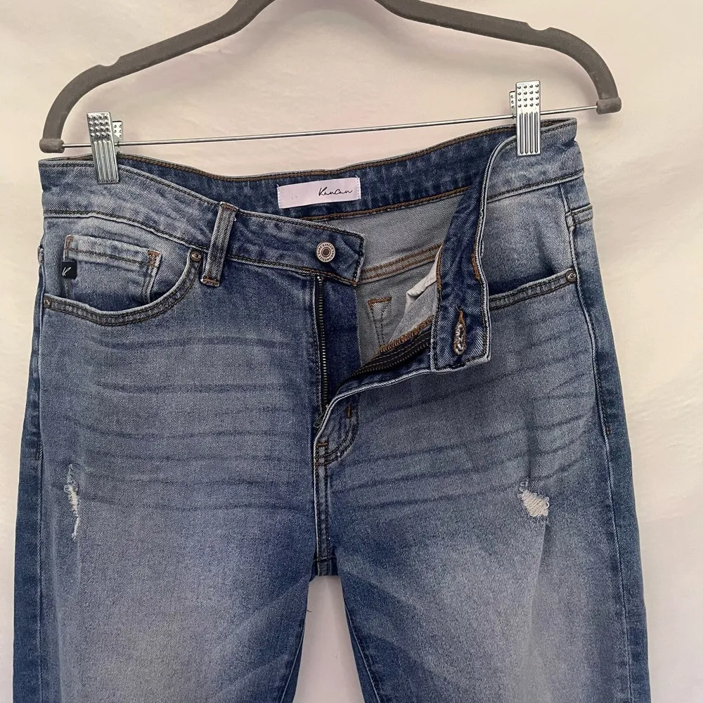 KAN CAN Estilo Distressed Womens Jeans SZ 9/28 Cut 38328 Medium Wash Midrise - Image 3