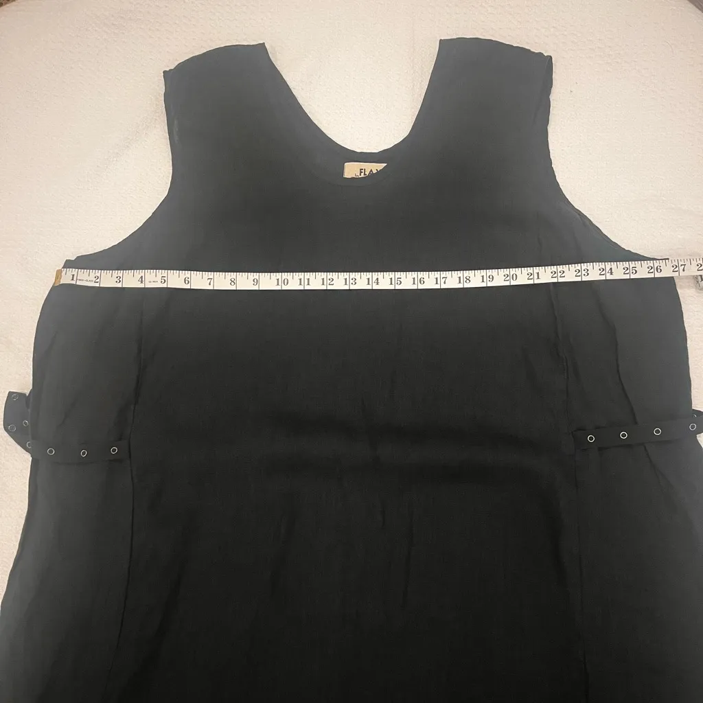 NWT Flax by Jeanne Engelhart Black Linen Lagenlook Maxi Dress 3G Scoop Neck - Image 8