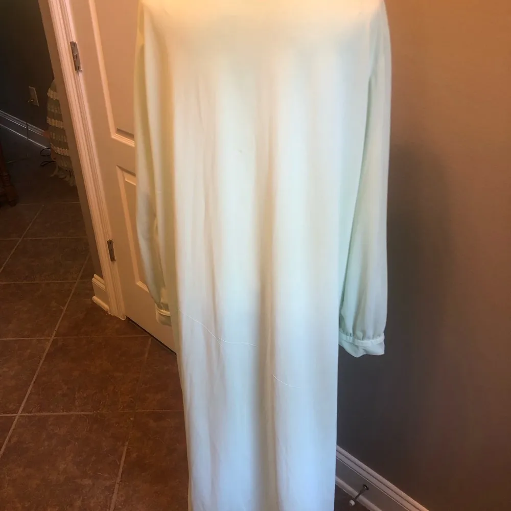 Vintage 1960s-70s Home Hand Made Mint Green Robe - Image 5