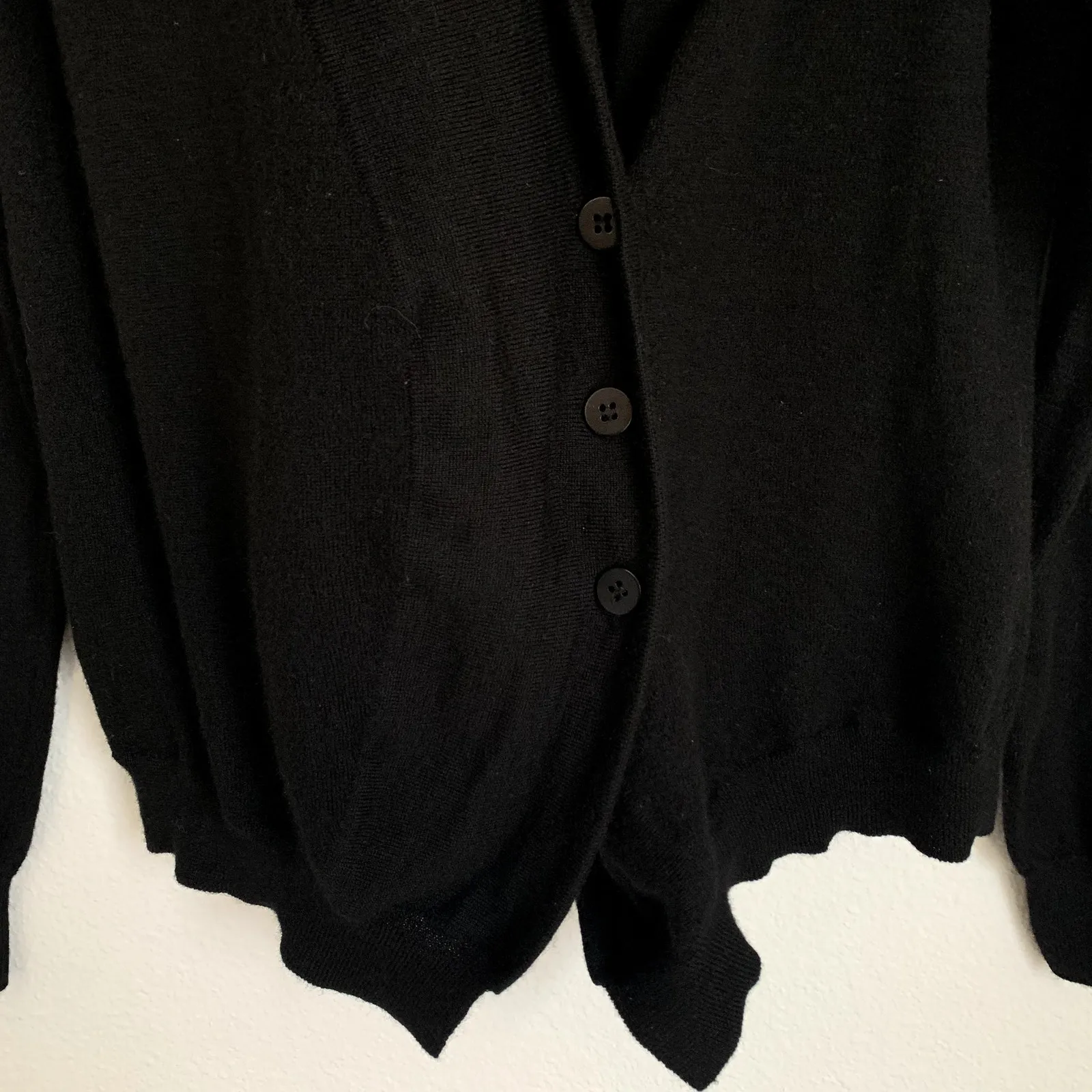 Universal Standard Sz M/L Merino Wool Curve Cardi Cardigan Black Natural Fiber - Image 5