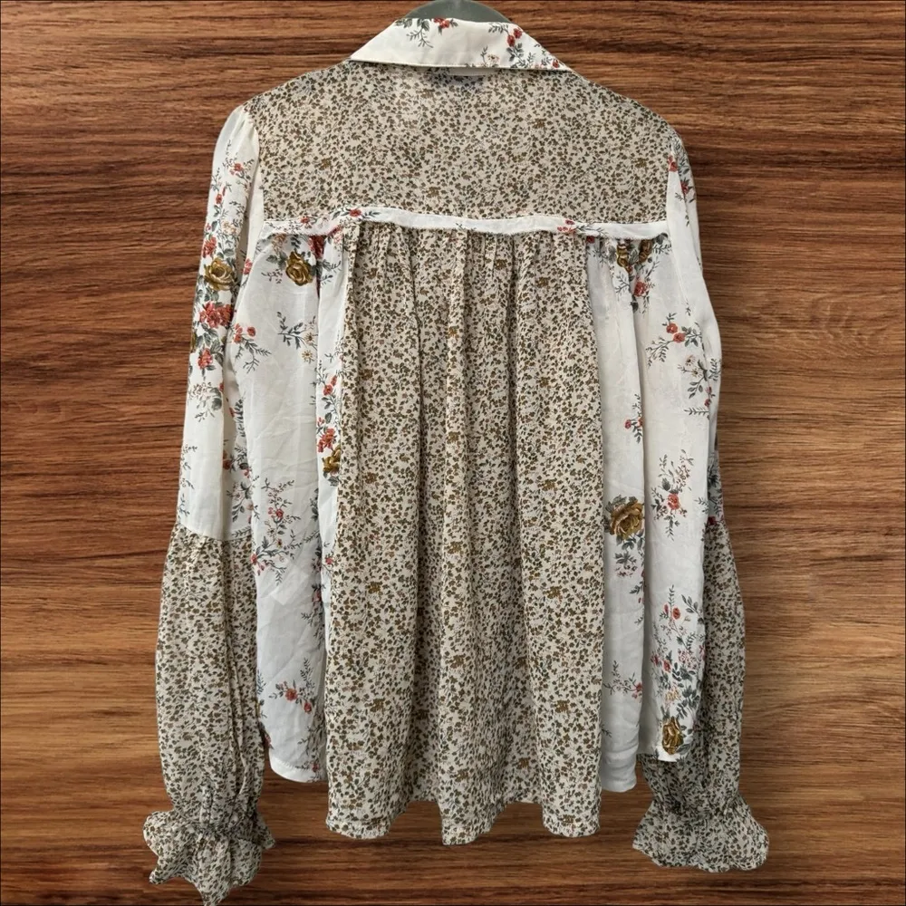 She + Sky Patchwork Button-Up Floral Blouse - Image 6