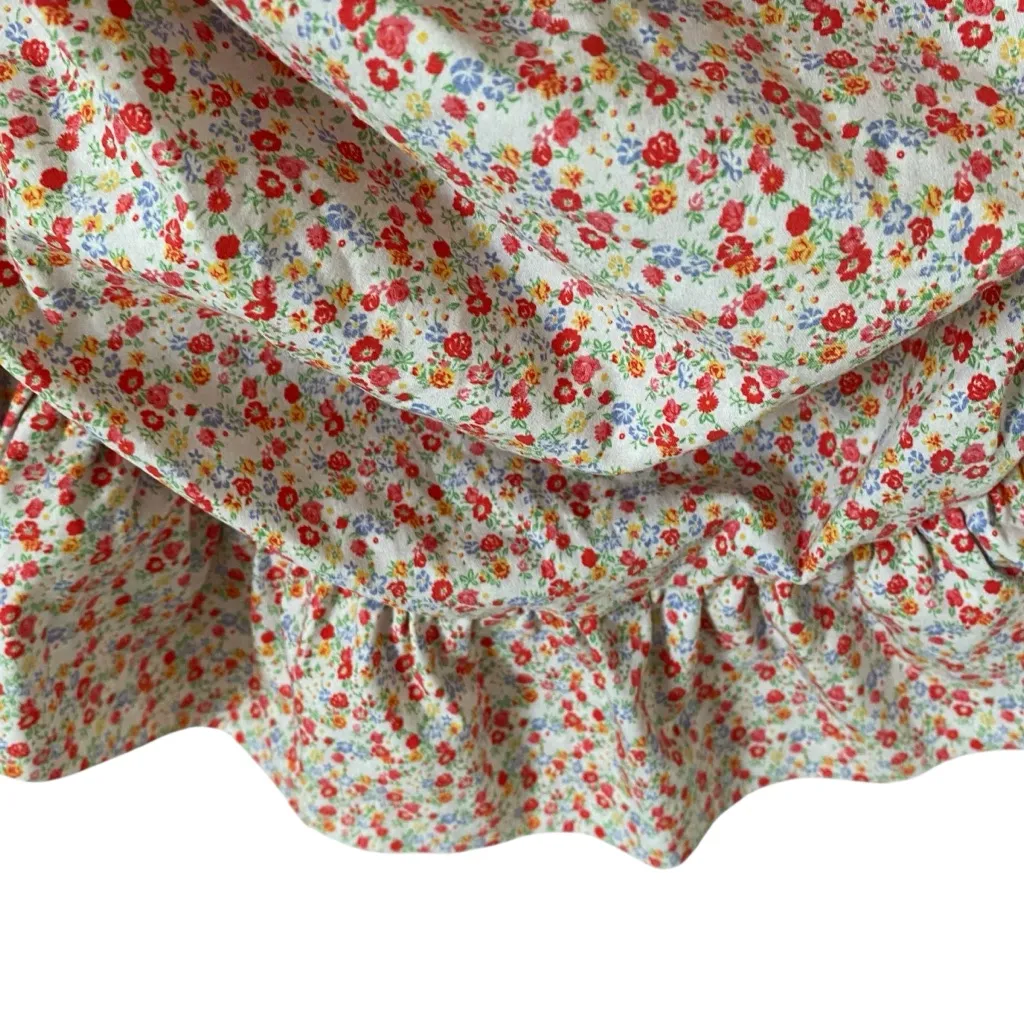 Notes Du Nord Ora Tight Dress Ruched Sides Ditsy Floral Cream size 38 US 6 Red - Image 4